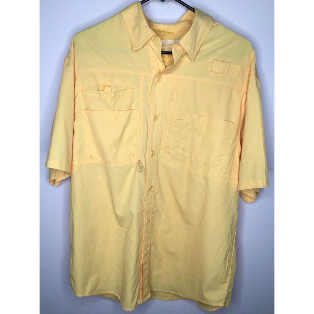 Reel Legends Mens Size M Button Down Shirt‎ vented Saltwater2 Sun Protection EUC